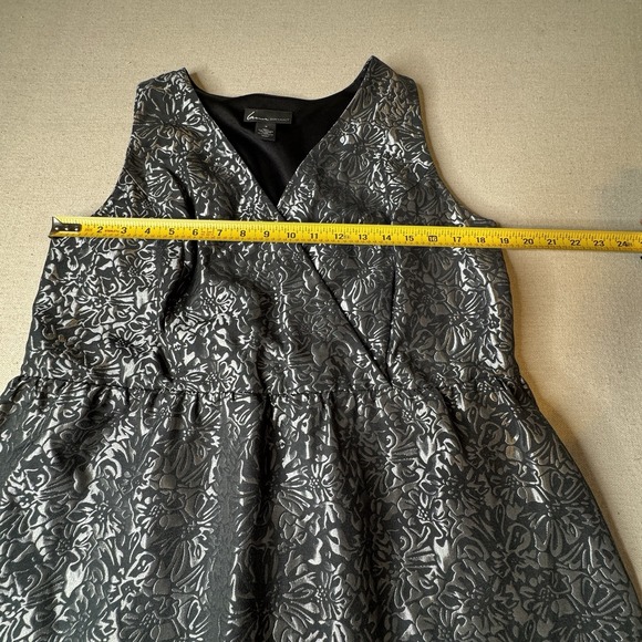 Lane Bryant Black and Silver Sleeveless Lined Brocade Cocktail Dress Size 16 - Picture 6 of 8